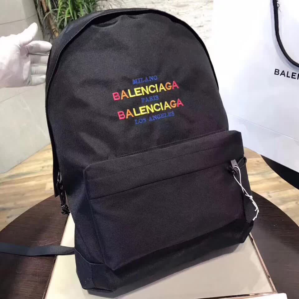 BALENCIAG巴黎世家 2018春夏新款 彩色刺繡字母雙肩包 網紅明星同款  BL1683